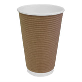 Fiesta Compostable Recyclable Kraft Ripple-Wall Coffee Cup 16oz (Pack of 500)